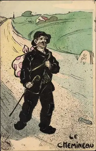 Künstler Ak Le Chemineau, Landstreicher