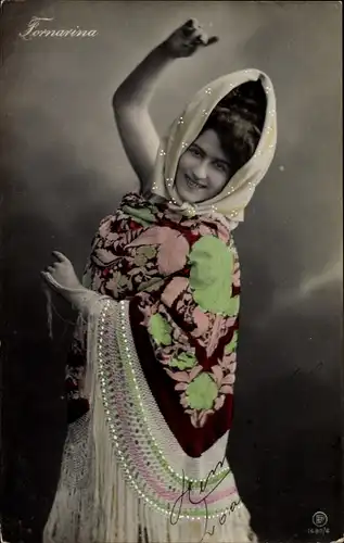 Ak Tänzerin Fornarina in spanischer Tracht