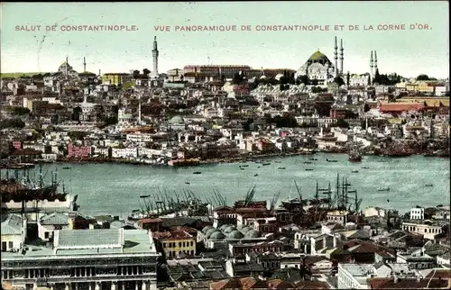 Ak Konstantinopel Istanbul Türkei, vue panoramique et de la corne d'or