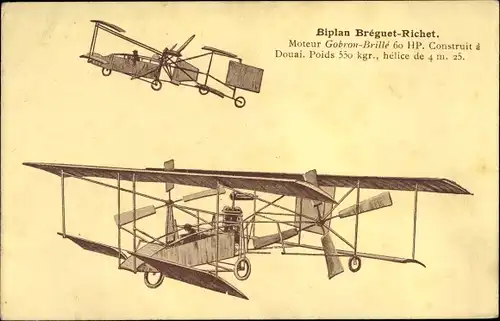 Ak Biplan Breguet Richet