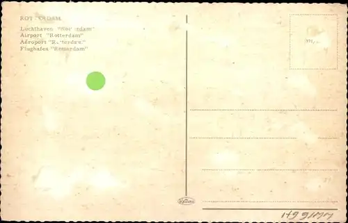 Ak Rotterdam Südholland Niederlande, Flughafen, Flugzeug
