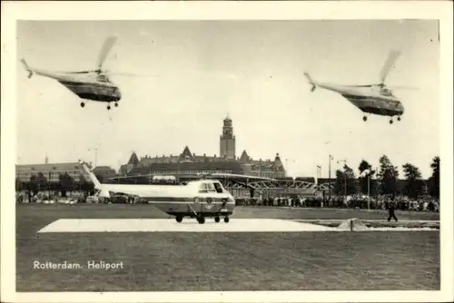 Ak Rotterdam Südholland Niederlande, Heliport, Hubschrauber