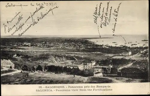 Ak Thessaloniki Griechenland, Panorama pris des Remparts