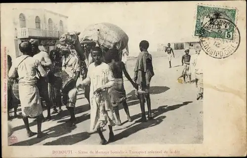 Ak Djibouti Dschibuti, Scene de Mariage Somalis, Transport solennel de la dot