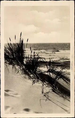 Ak Pogorzelica Fischerkaten Rewal Rewahl Pommern, Dünenblick auf Meer