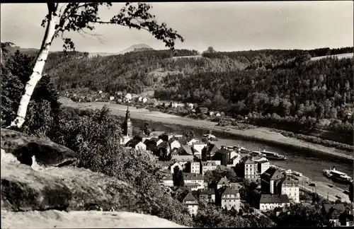Ak Bad Schandau Sächsische Schweiz, Panorama mit Krippen
