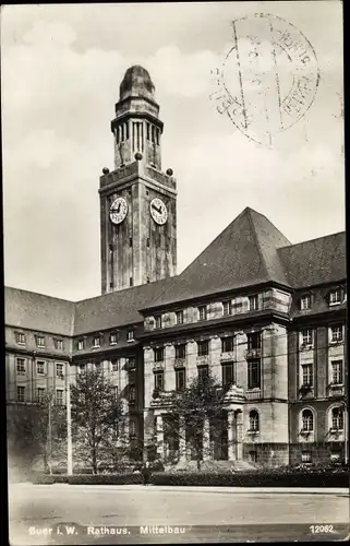Ak Buer in Westfalen Gelsenkirchen Ruhrgebiet, Rathaus, Mittelbau