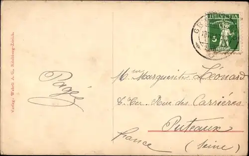 Ak Grindelwald Kanton Bern, Stadtansicht mit Wetterhorn