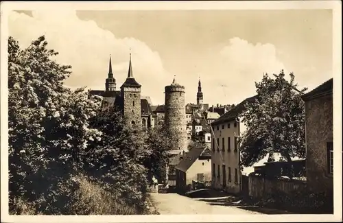 Ak Bautzen in der Lausitz, Blick vom Scharfenweg auf die Stadt, alte Wasserkunst, Michaeliskirche