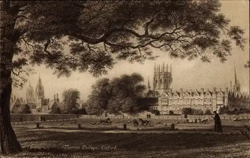 Ak Oxford Oxfordshire England, Merton College