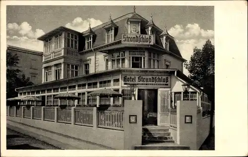 Ak Ostseebad Ahlbeck Heringsdorf auf Usedom, Hotel Strandschloss