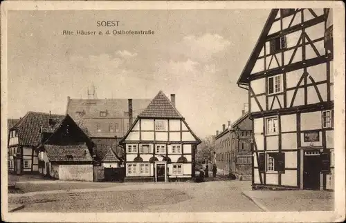 Ak Soest in Westfalen, alte Fachwerkhäuser an der Osthofenstraße