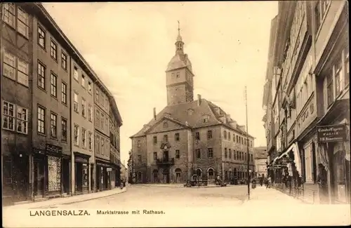 Ak Bad Langensalza in Thüringen, Marktstraße mit Rathaus