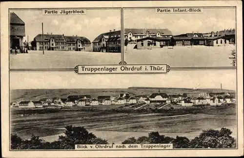 Ak Ohrdruf in Thüringen, Truppenübungsplatz, Truppenlager, Jägerblock, Infanterie Block