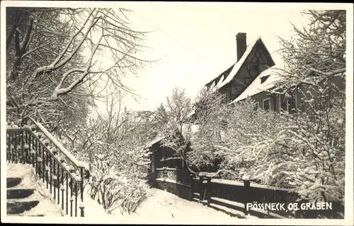 Foto Ak Pößneck in Thüringen, Ob. Graben, Winter