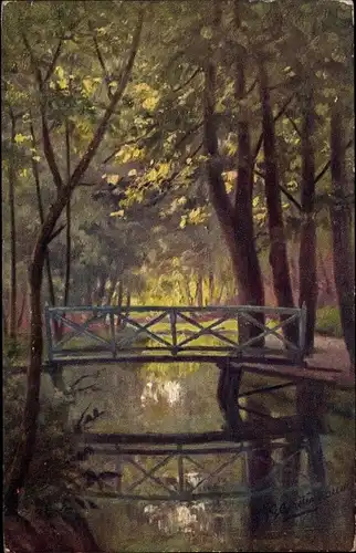 Künstler Ak Gerstenhauer, Johann Georg, niederländisches Motiv, Brücke