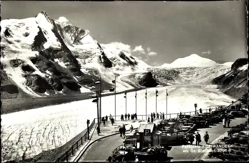 Ak Großglockner in Kärnten, Hochalpenstraße, Parkplatz Freiwandeck