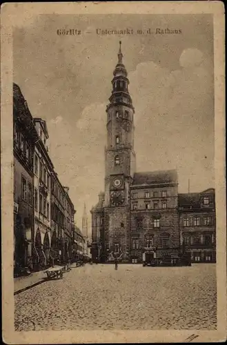 Ak Görlitz in der Lausitz, Untermarkt mit Rathaus