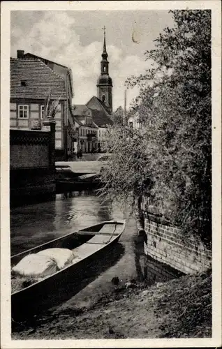 Ak Lübbenau im Spreewald, Teilansicht, Kirche