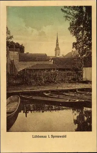 Ak Lübbenau Spreewald, Teilansicht, Kahnstation