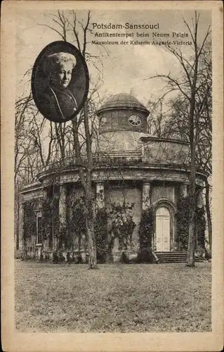 Ak Potsdam Sanssouci, Antikentempel beim Neuen Palais, Mausoleum Kaiserin Auguste Victoria