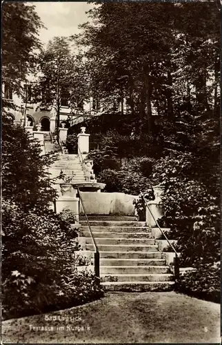 Ak Bad Lausick in Sachsen, Terrasse im Kurpark