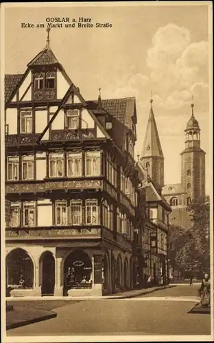 Ak Goslar am Harz, Ecke am Markt und Breite Straße