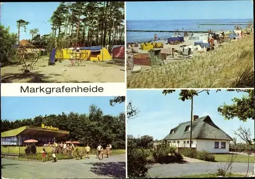 Ak Ostseebad Markgrafenheide Rostock, Zeltplatz, Strand, Strandgaststätte Krakus, Am Strandweg