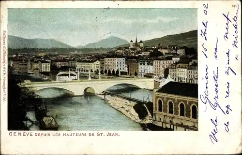Ak Genève Genf Stadt, Depuis les hauteurs de St. Jean