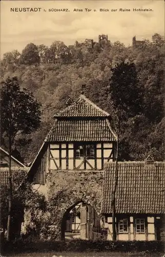 Ak Neustadt im Südharz, Altes Tor und Blick zur Ruine Hohnstein