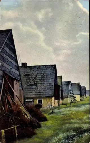 Ak Zinnwald Georgenfeld Altenberg im Erzgebirge, Bauernhäuser, Nenke und Ostermaier Serie III