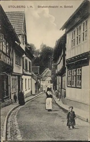 Ak Stolberg im Harz, Straßenansicht mit Schloss