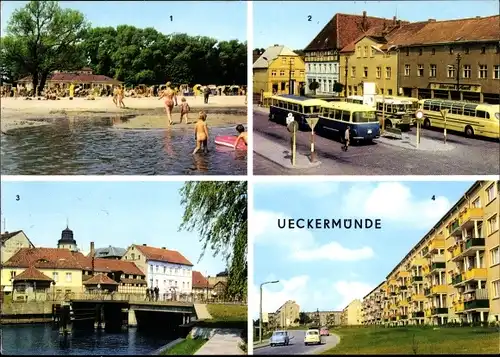 Ak Ueckermünde in Mecklenburg Vorpommern, am Haffbad, Karl Marx Platz, Hafen, Neubauten