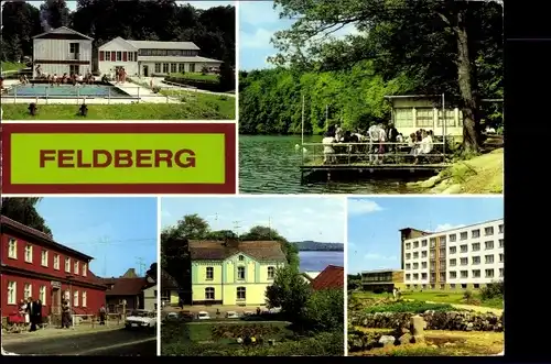 Ak Feldberg in Mecklenburg, Erholungsheim des BMK-Ost Stieglitzenkrug, Luzinhalle, Rathaus