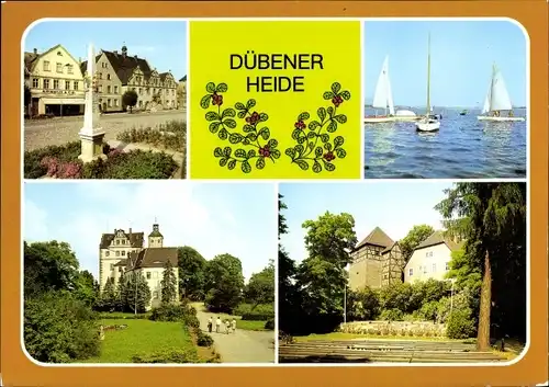 Ak Dübener Heide, Kemberg Platz des Friedens, Bergwitzsee, Pretzsch Kinderheim, ehem. Schloss, Düben