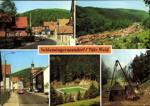 Ak Schleusingerneundorf Schleusingen in Thüringen, Sommerberg, Hauptstraße, Schwimmbad, Köhlerei