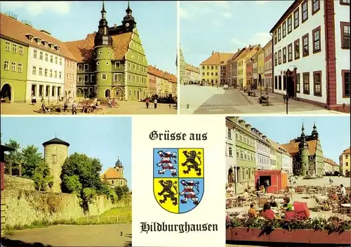 Ak Hildburghausen in Thüringen, Rathaus, Marx-Engels-Platz, An der Stadtmauer, Boulevard Cafe