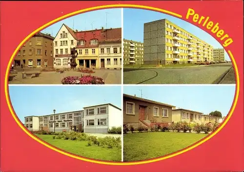 Ak Perleberg in der Prignitz, Großer Markt, Heinrich-Heine-Straße, Geschwister-Scholl-Oberschule