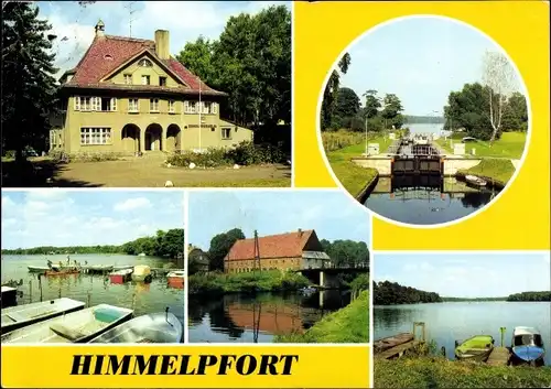 Ak Himmelpfort Fürstenberg an der Havel, FDGB-Erholungsheim Werner Schaumann, Schleuse, Brauhaus