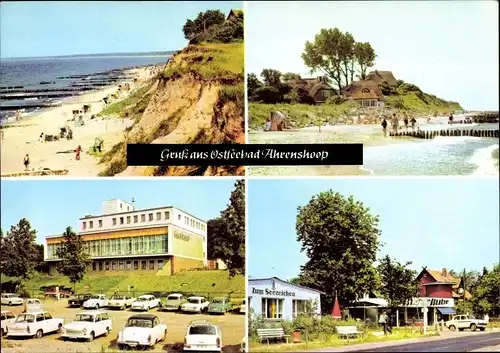 Ak Ostseebad Ahrenshoop Fischland, Am Steilufer, Kurhaus, Zum Seezeichen, Parkplatz