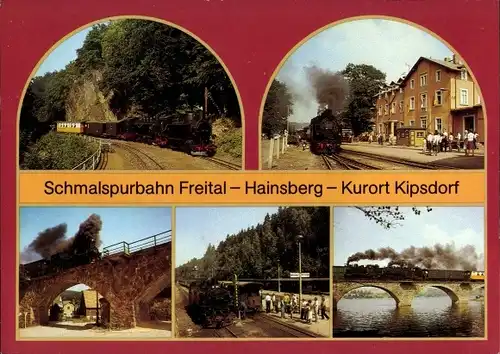 Ak Schmalspurbahn Freital Hainsberg Kipsdorf, Viadukt in Malter, Bahnhof Dippoldiswalde, Rabenau