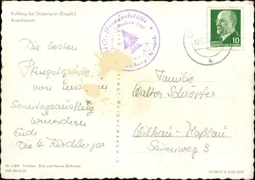 Ak Stützengrün im Erzgebirge Sachsen, Kuhberg, Aussichtsturm