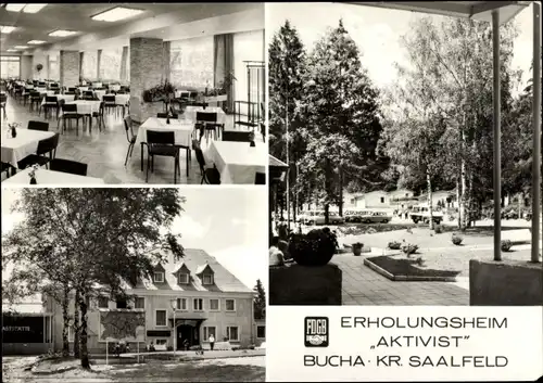 Ak Bucha Unterwellenborn in Thüringen, FDGB Erholungsheim Aktivist, Bungalows, Speisesaal