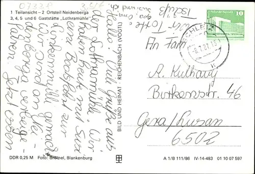 Ak Reitzengeschwenda Drognitz in Thüringen, Ortsteil Neidenberga, Gaststätte Lothramühle