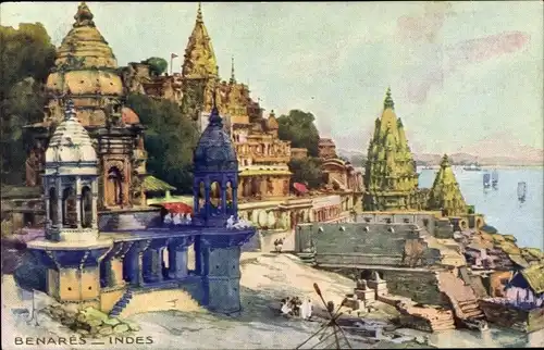 Künstler Ak Varanasi Benares Indien, Tempel