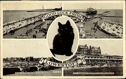 Ak Lowestoft Suffolk England, The Esplanade, South Pier Showing Children's Corner, Beach, Promenade