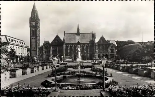 Ak Rochdale North West England, Town Hall and Gardens