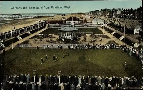 Ak Rhyl Wales, Gardens and Bandstand from Pavilion