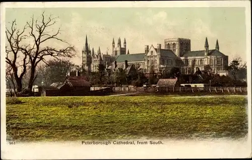 Ak Peterborough Cambridgeshire England, Cathedral, from South