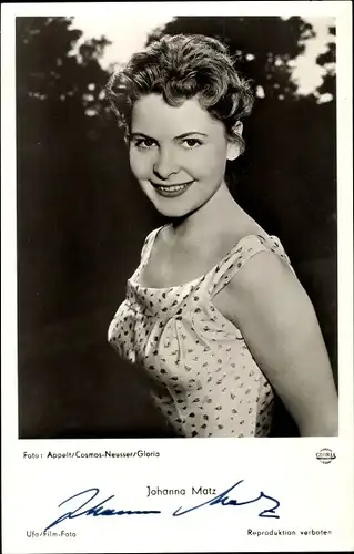 Ak Schauspielerin Johanna Matz, Portrait, Der Kongress tanzt, Autogramm
